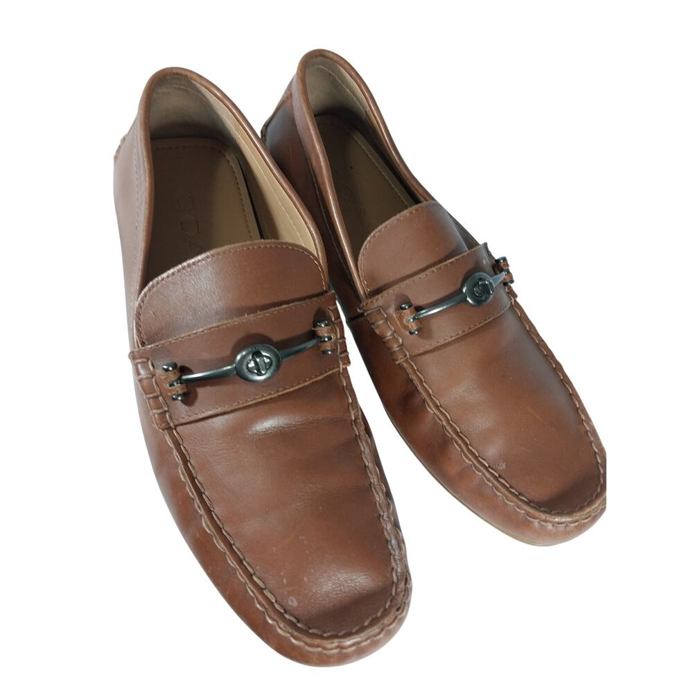 NWOT! COACH! MOTT PECAN BROWN GENUINE LEATHER NUBBY WRAPPED SOLE LOAFERS! 9.5M
